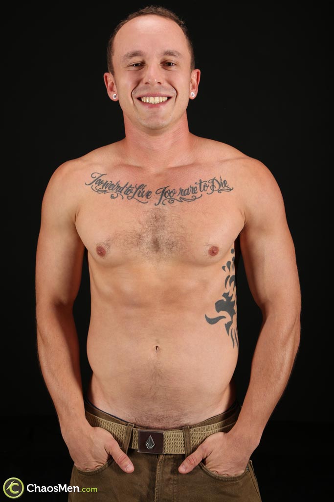 Charming gay model Deryck Dwyer reveals his tanned inked body & big dick  