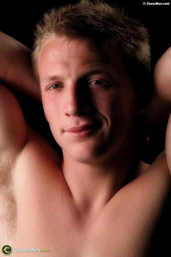 Sexy blonde gay boy Kace posing naked and  