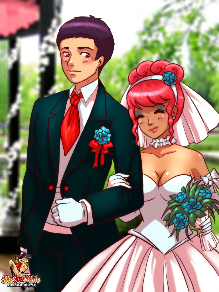 Redheaded cartoon bride