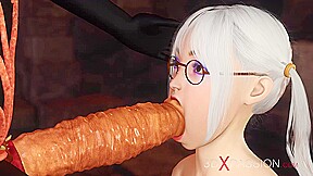 Hottest futa with a huge dick plays with a sexy horny nerdgirl in the dungeon